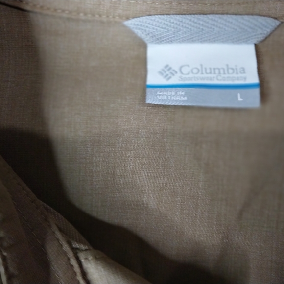 COLUMBIA Size L Tan Elegant Formal Shirt Blouse - Picture 5 of 11